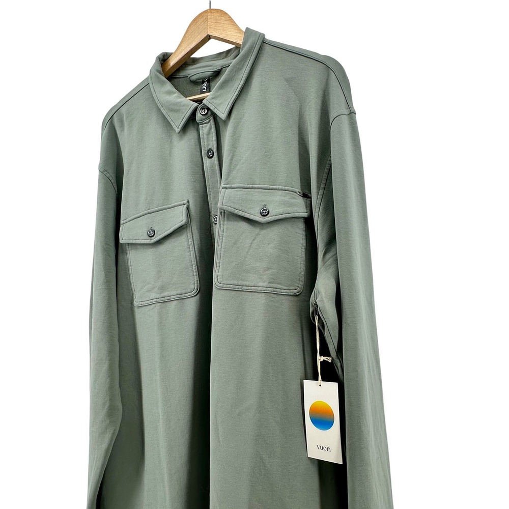 Vuori Boulevard Shirt Jacket Mens XXL Stormy Green V281 NWT Cotton Modal Shacket